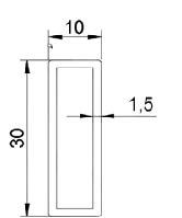 Barra rettangolare acciaio inox 01-101 disegno tecnico