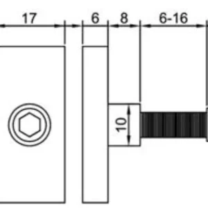 Alternative view of Attacco Vetro Barra 30x10 in Acciaio Inox