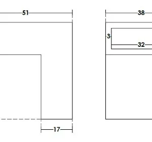 Attacco Angolare per barra 30x10 disegno