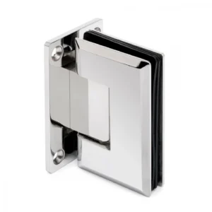 Cerniera a scatto vetro–parete con attacco 90° in acciaio inox