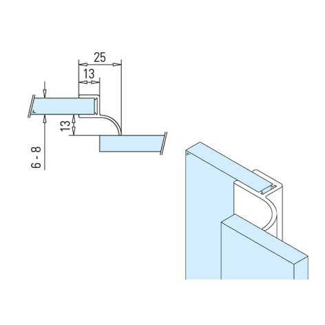 Guarnizione PVC con aletta per ante scorrevoli - vetro 8/10 mm - immagine 2