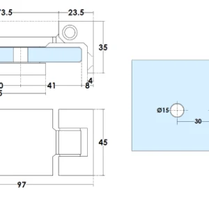 Alternative view of Cerniere libera parete vetro 90° in acciaio inox