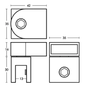 Alternative view of Attacco a vetro snodato per barra 30x10