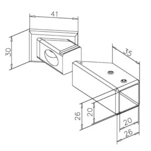 Alternative view of Supporto a parete 45° per barra stabilizzatrice 20x20 in acciaio inox