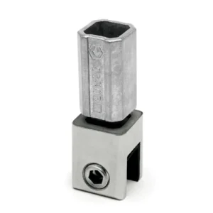 Attacco a vetro verticale per barra stabilizzatrice 20x20 in acciaio