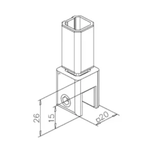 Alternative view of Attacco a vetro verticale per barra stabilizzatrice 20x20 in acciaio
