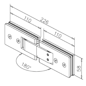 Alternative view of Cerniera regolabile a scatto vetro–vetro con attacco 180° in acciaio