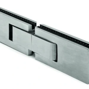 Cerniera regolabile a scatto vetro–vetro con attacco 180° in acciaio