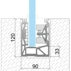 Alternative view of Profilo per parapetto mod. Icaro Mid da interrare – vetro 8/10 mm